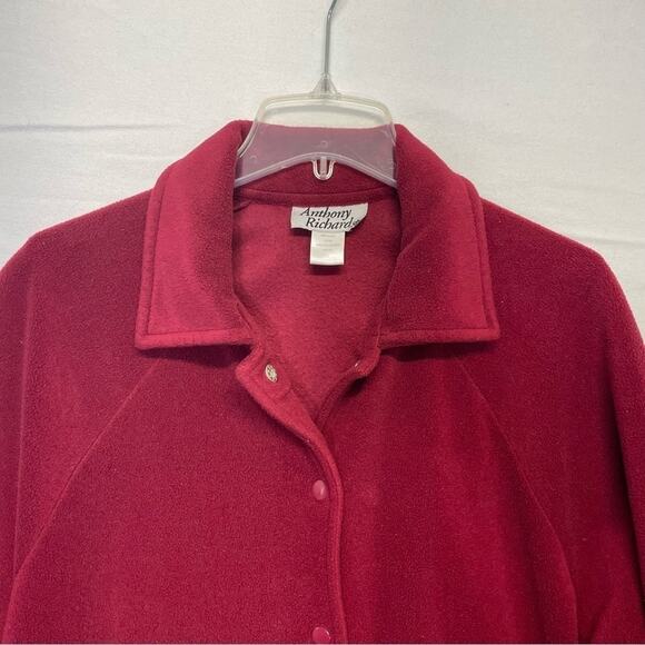 Anthony Richards Fleece Jacket button down coat burgundy Women’s Plus Size 1X - Picture 2 of 6